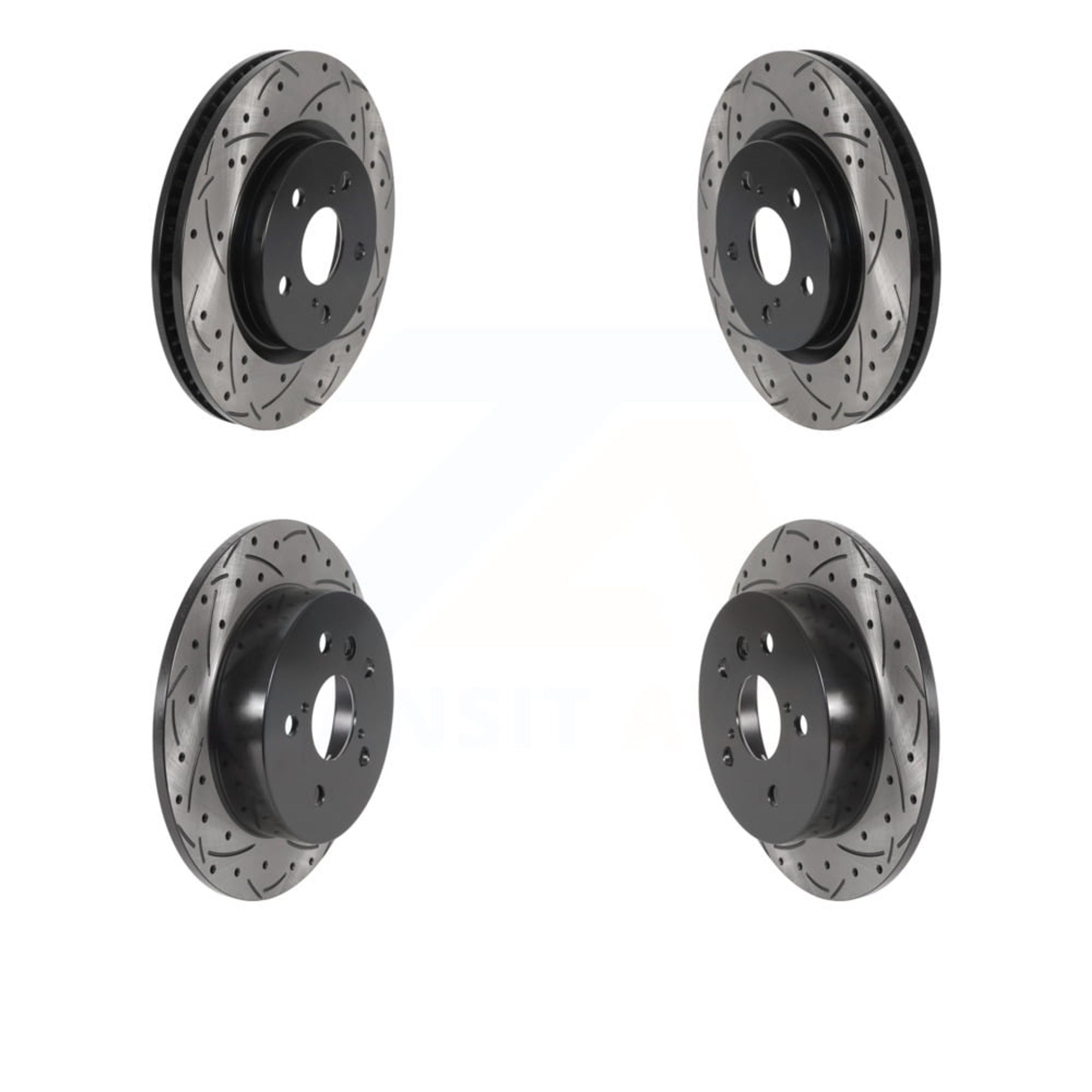 DS-One Front Rear Coated Drilled Slotted Disc Brake Rotors Kit for Car Toyo..