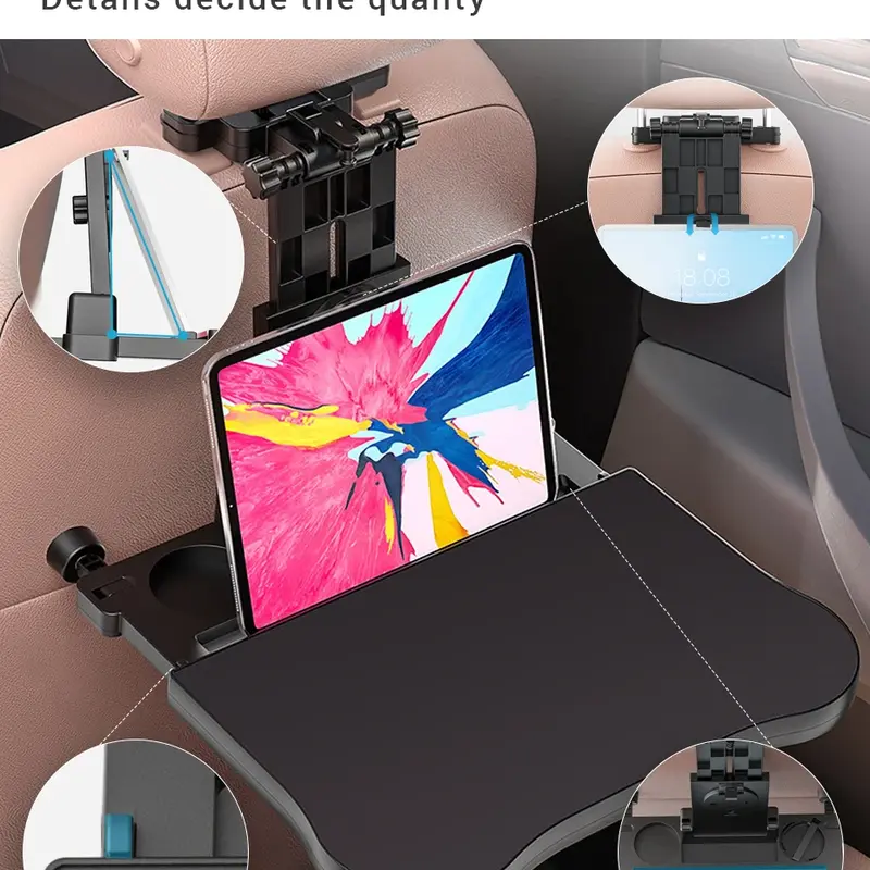 Thumbnail: Car Back Seat Foldable Table Tray Tablet Laptop Holder Auto Seat Back Desk Tissu