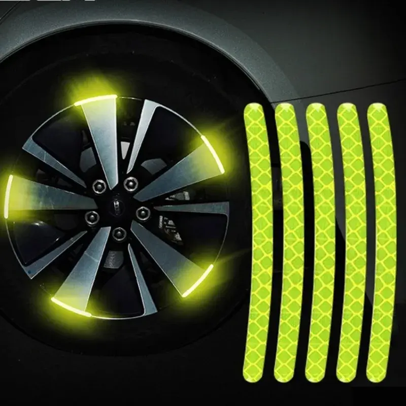 20pcs Car Wheel Reflective Stickers Tire Hub Safety Warning Strips Car Motorcycl