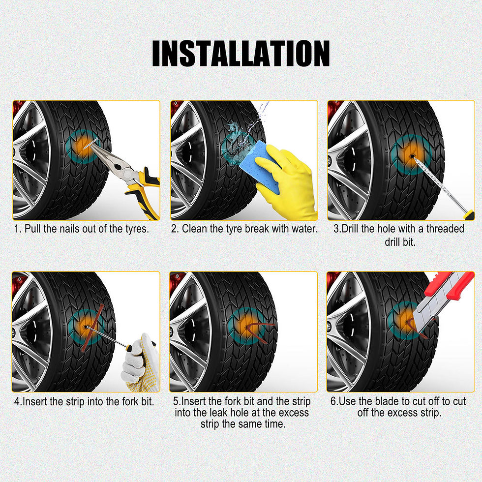 Thumbnail: Car Tire Repair Tool Kit Studding Set Auto Bike Puncture Plug Garage Needle Nose