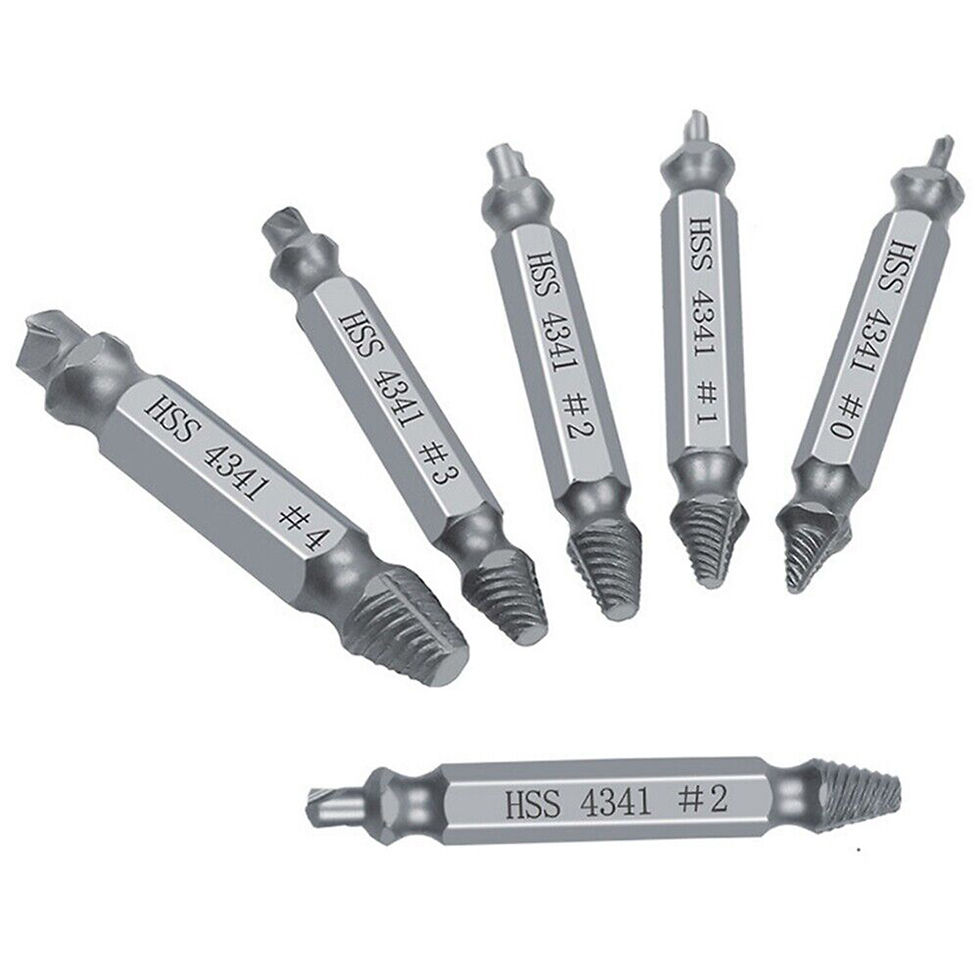 Thumbnail: 6Pcs Damaged Screw Extractor Easy Out Set Bolt Stud Remover Drills Tools Kit Tap