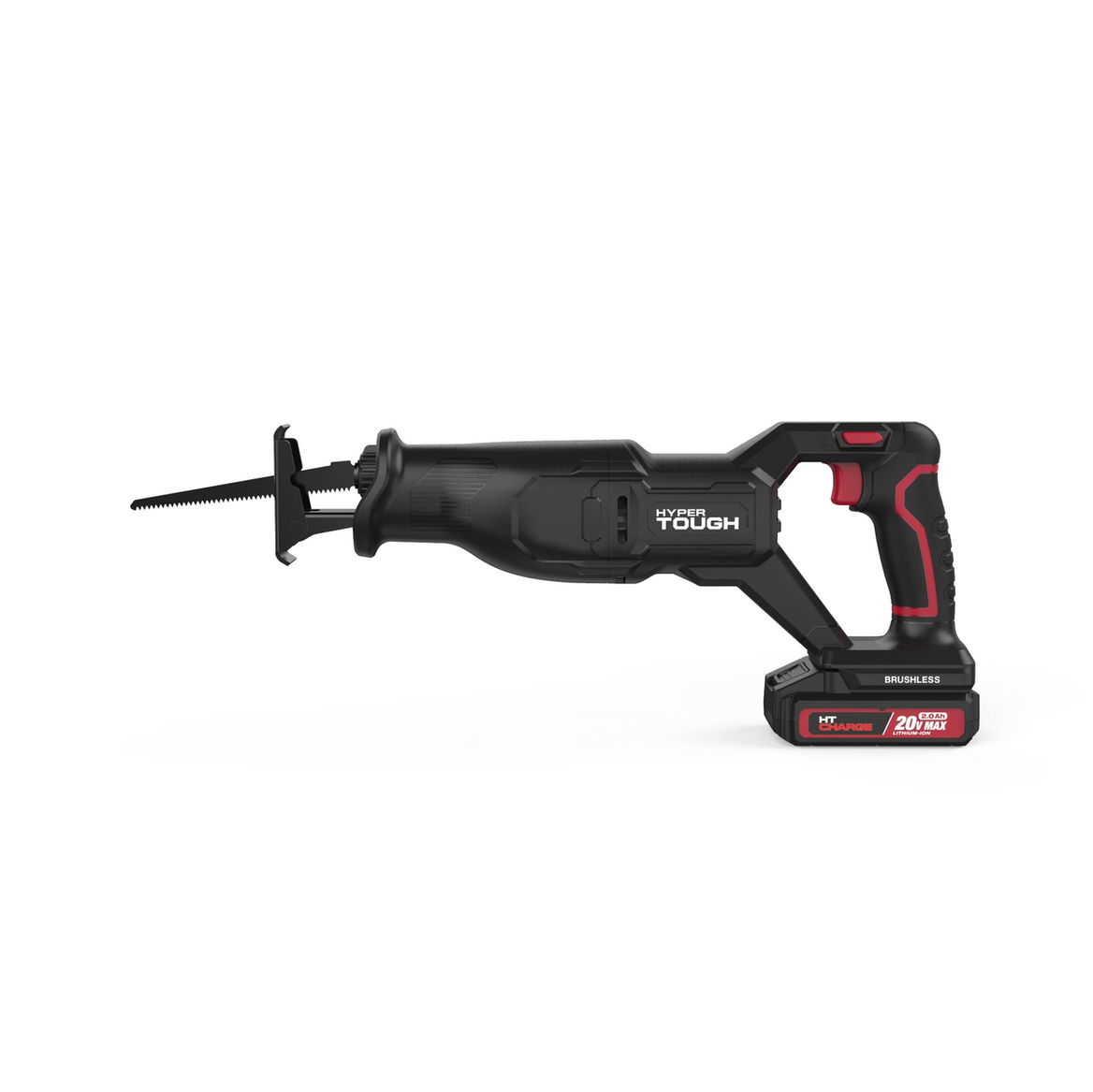Hyper Tough 20V Brushless Reciprocating Saw, with 2.0Ah Battery Pack and St..