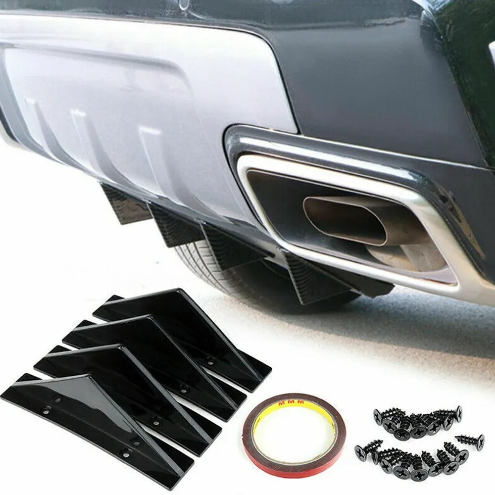 Thumbnail: 4pcs Car Rear Bumper Lip Diffuser Splitter Spoiler Scratch Protector Fin Trim Ca