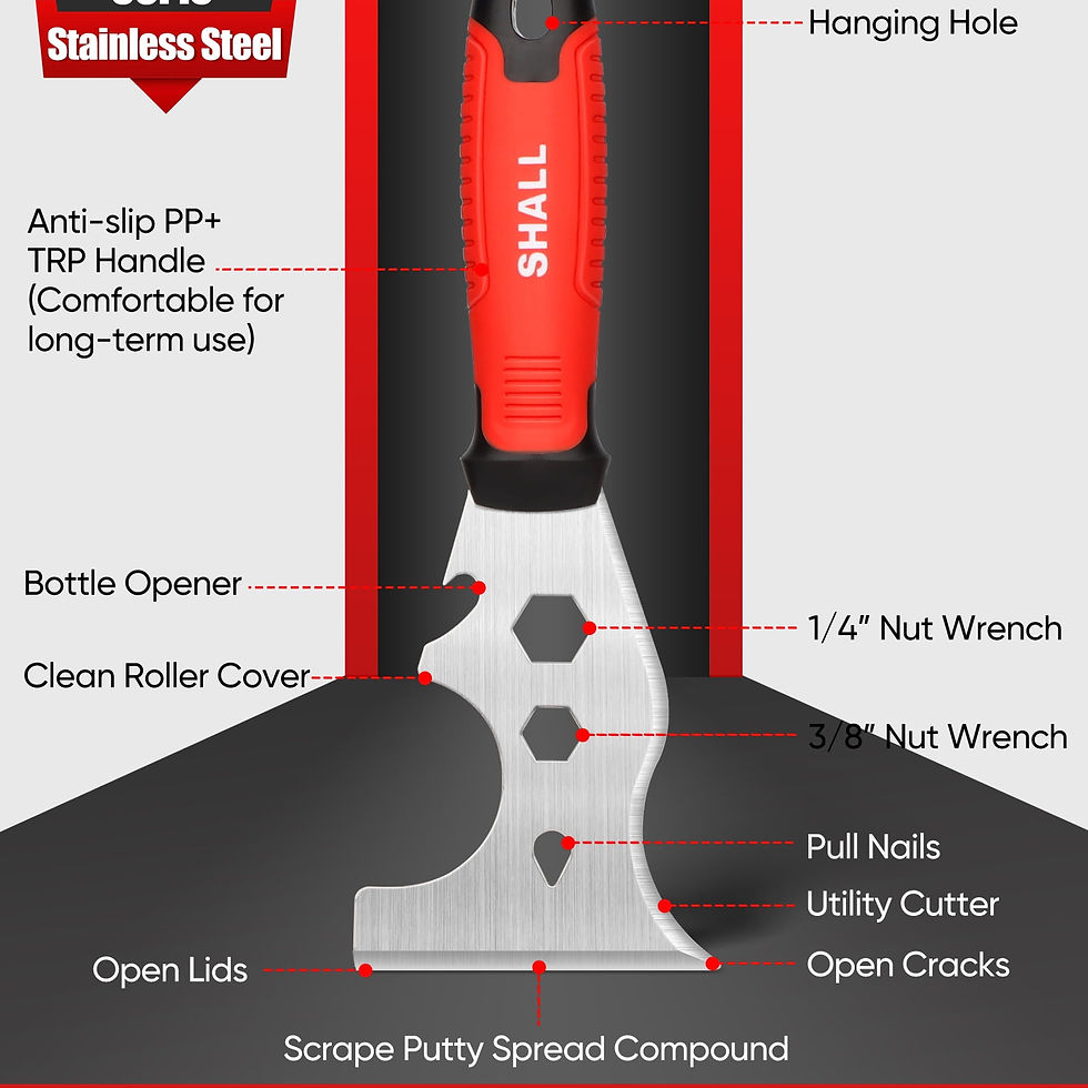 Thumbnail: SHALL Drywall Knife Kit, 7 Pcs Stainless Steel Putty Knife Set Includes Put..