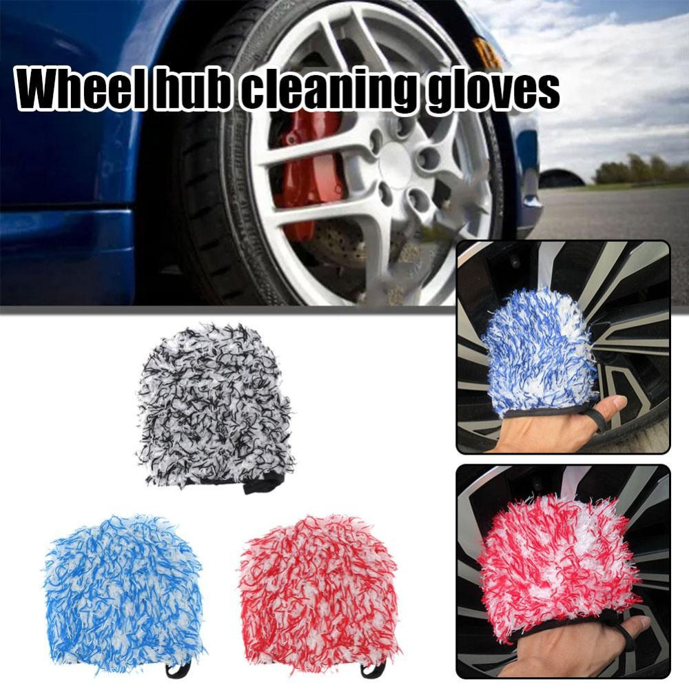 Double-Side Wheel Detailer Wash Glove Microfiber Finger Pocket Wheel Hub Cleanin