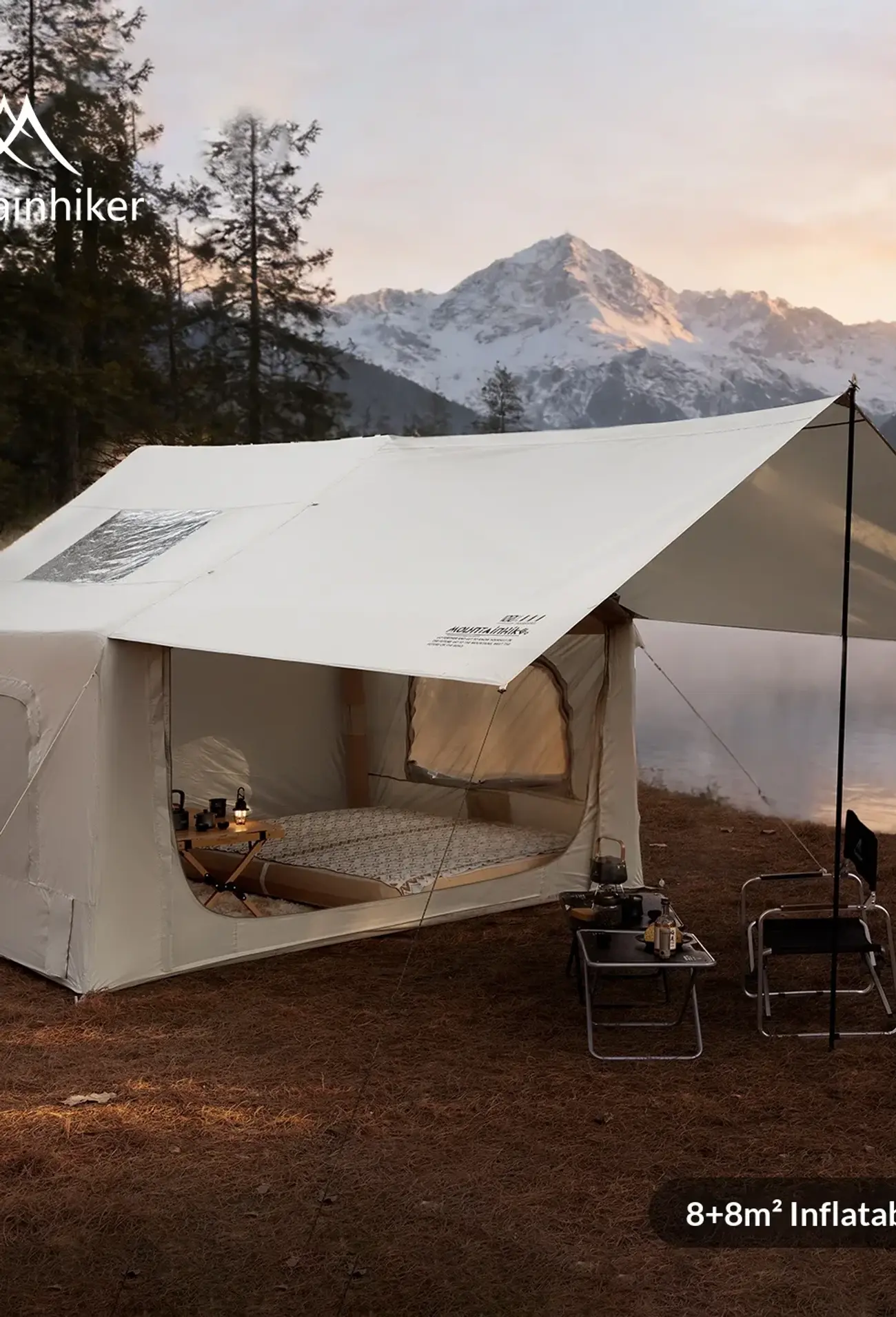 8+8㎡ inflatable camping tent, large inflatable camping tent (with manual air pum