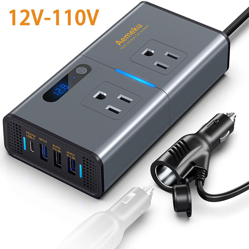 Thumbnail: NEW Car Inverter DC 12V to AC 220V 200W Auto Converter Type-C USB Fast Charging