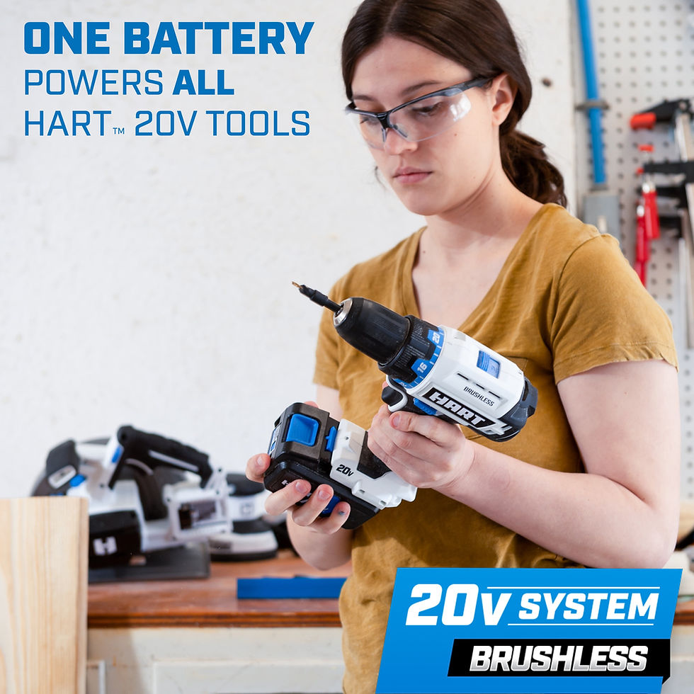 Thumbnail: HART 20-Volt Cordless Brushless Drill and Impact Combo Kit with 10-inch Sto..