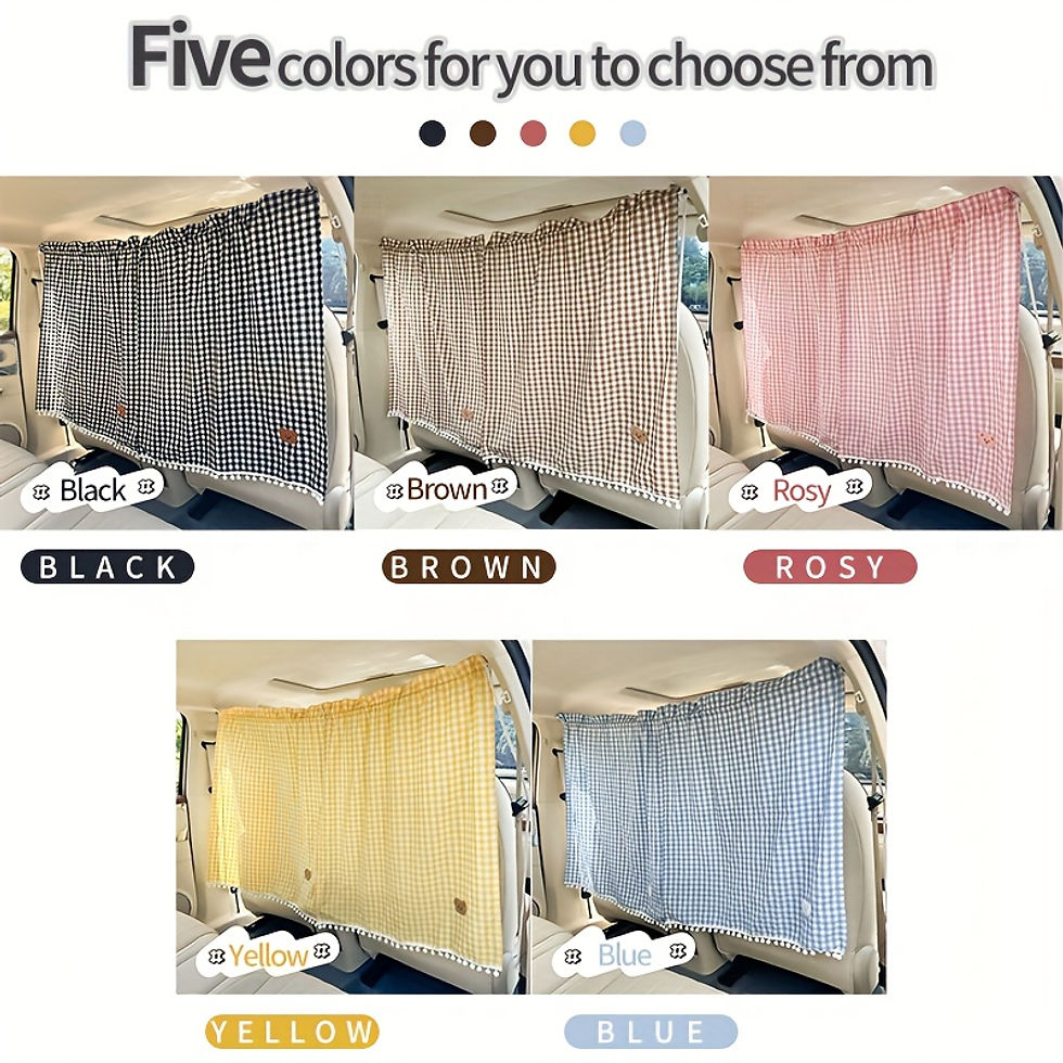 Thumbnail: A Set of Car Interior Partition Curtains - Checkered Car Partition Curtains, Sun