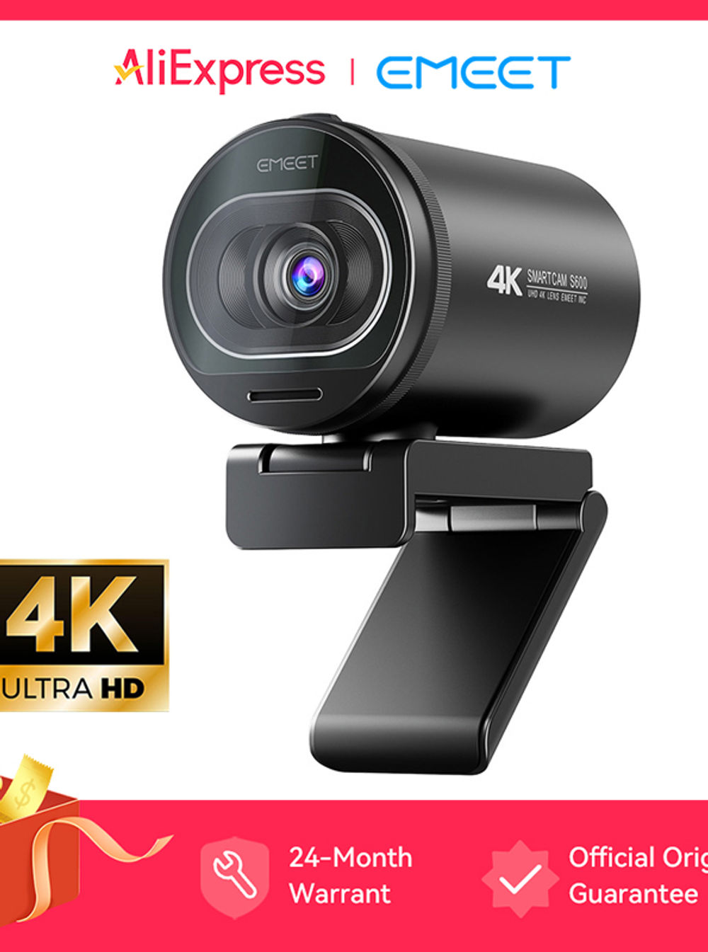 Webcam 4K Streaming Web Camera 1080P 60FPS USB Camera EMEET S600 Autofocus Livin