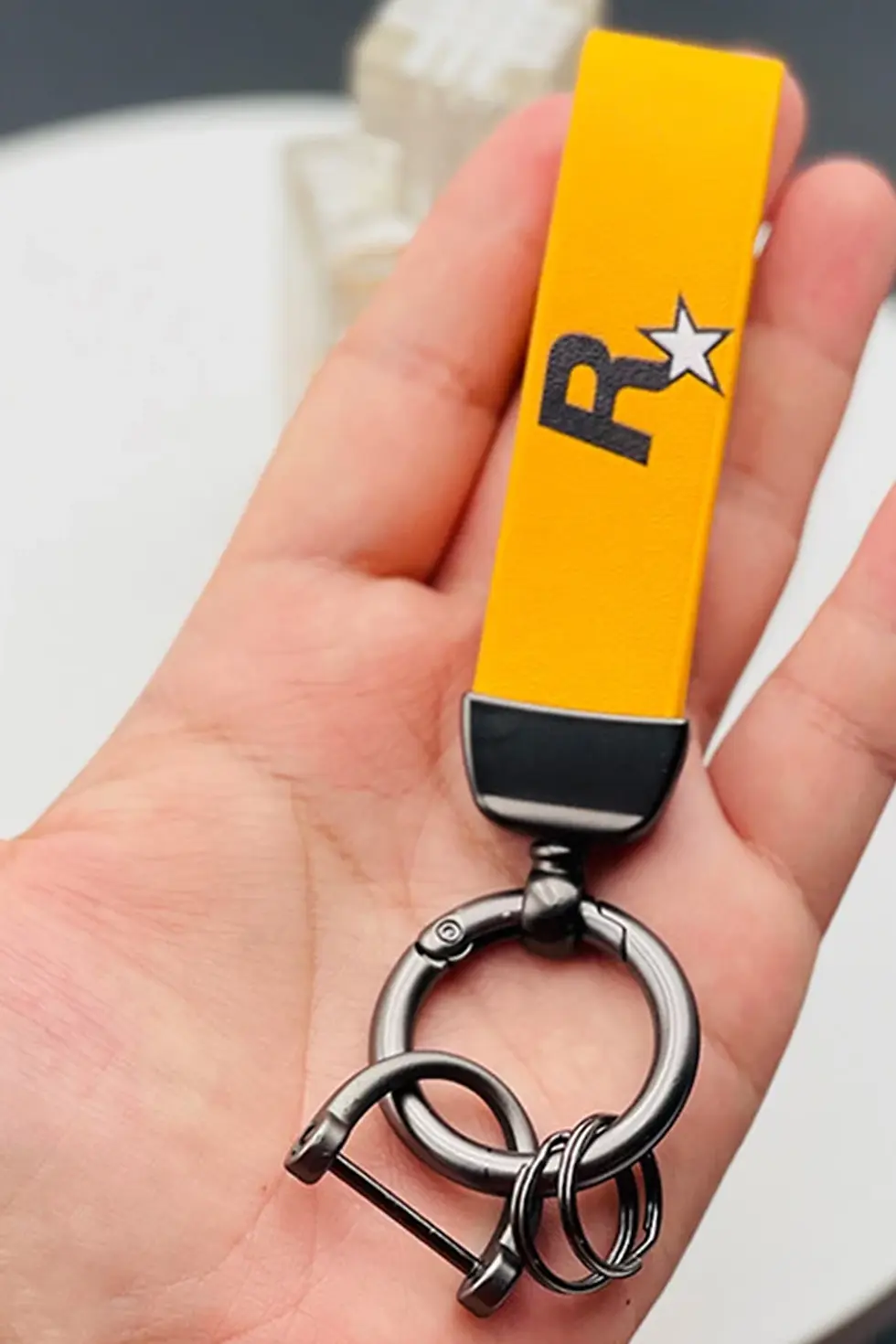 Thumbnail: Durable Yellow Multi-Pendant Key Holder Strap with Nylon Webbing for Fans - Game