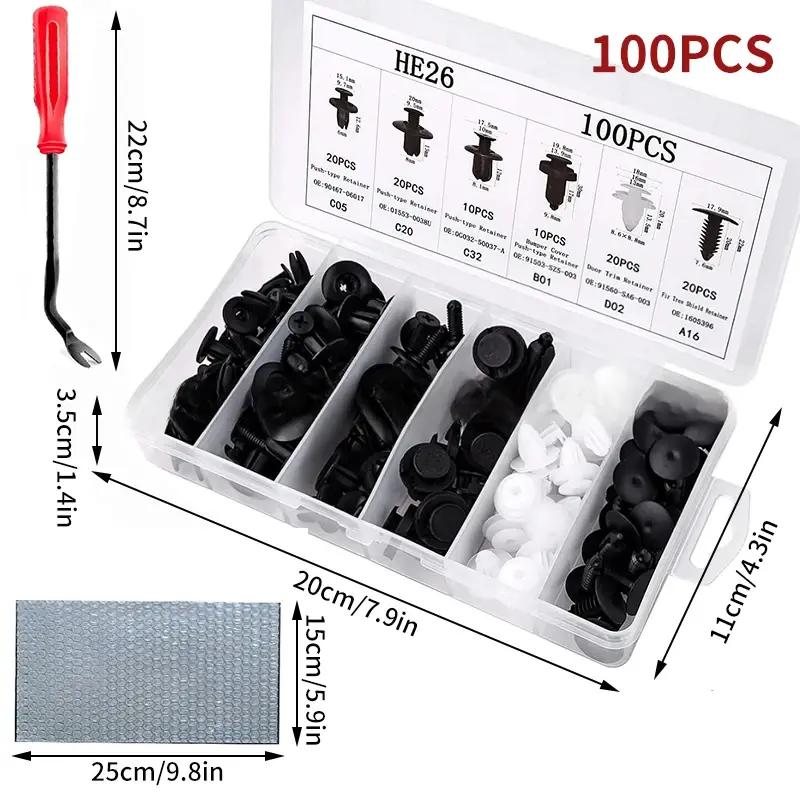 Thumbnail: 6 Size 100-820Pcs Auto Fastener Clips Kit Plastic Rivets Fastener Screw Car Bump