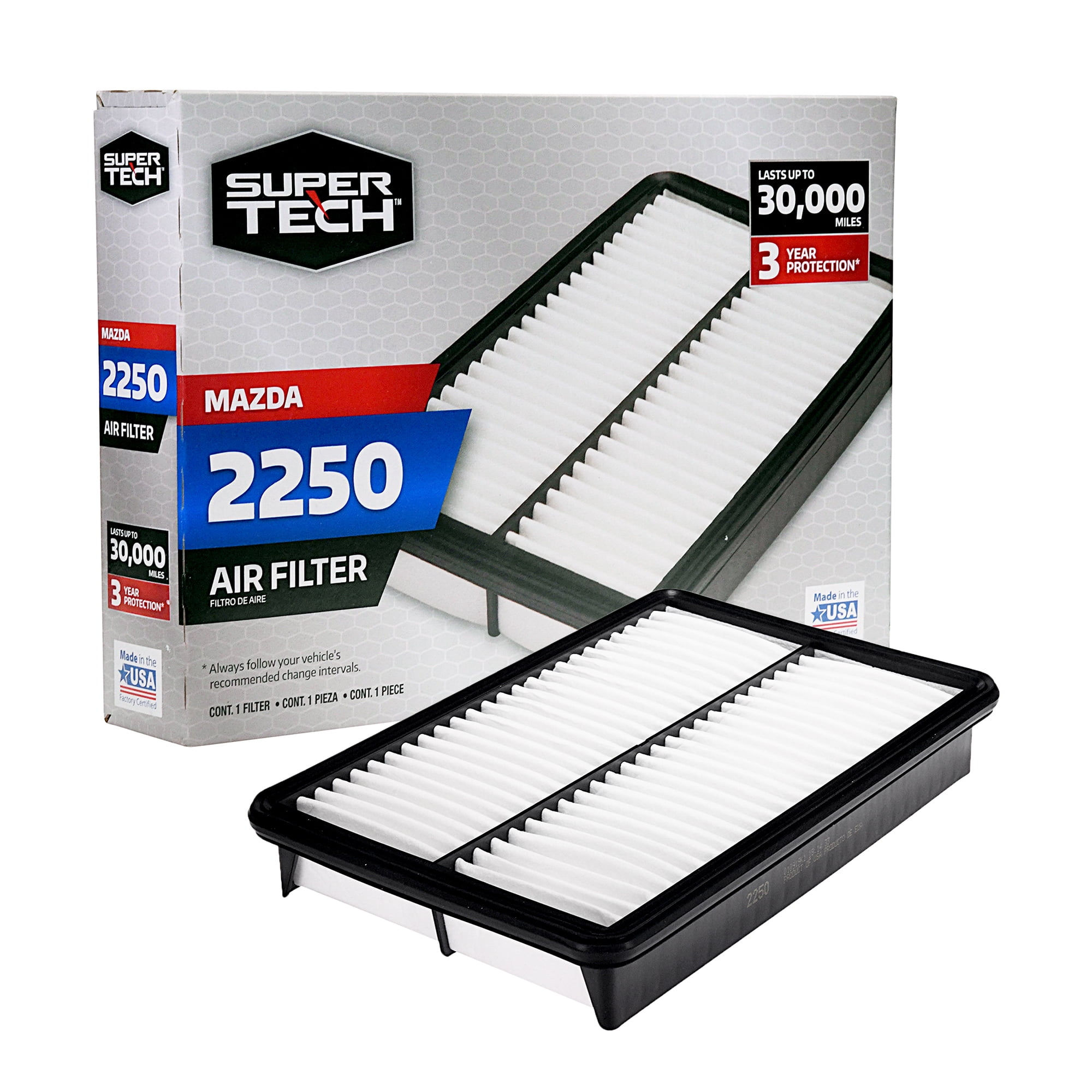 Super Tech 2250 Engine Air Filter, Replacement Filter for Mazda Vehicles
