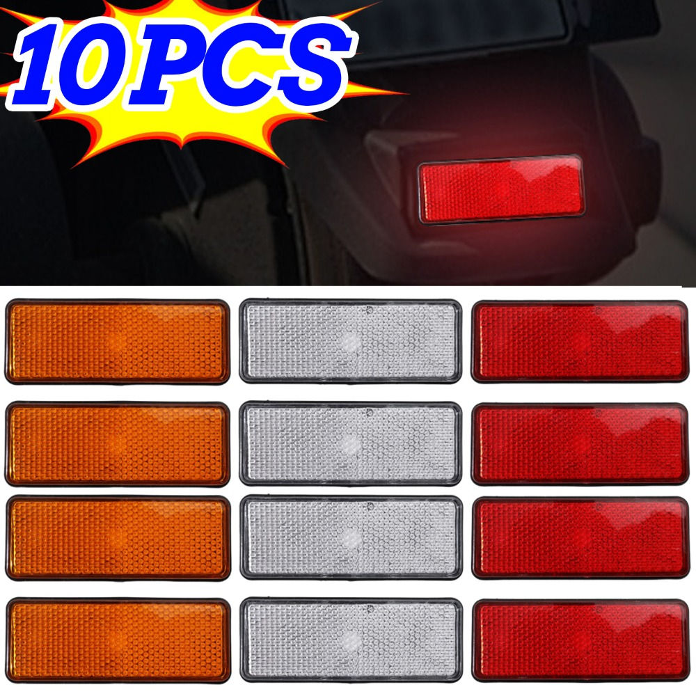 Motorcycle Rear Tail Reflector Safety Warning Plate Universal High Visibility Re