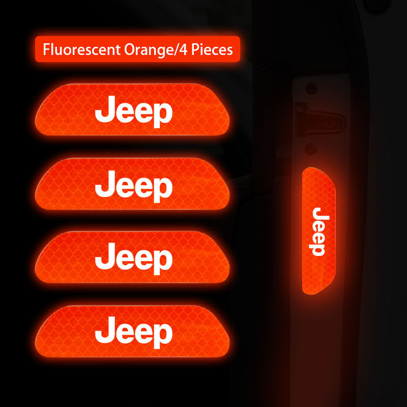 Thumbnail: 4Pcs Car Door Reflective Stickers Safety Warning Mark For Jeep Wrangler Rubicon