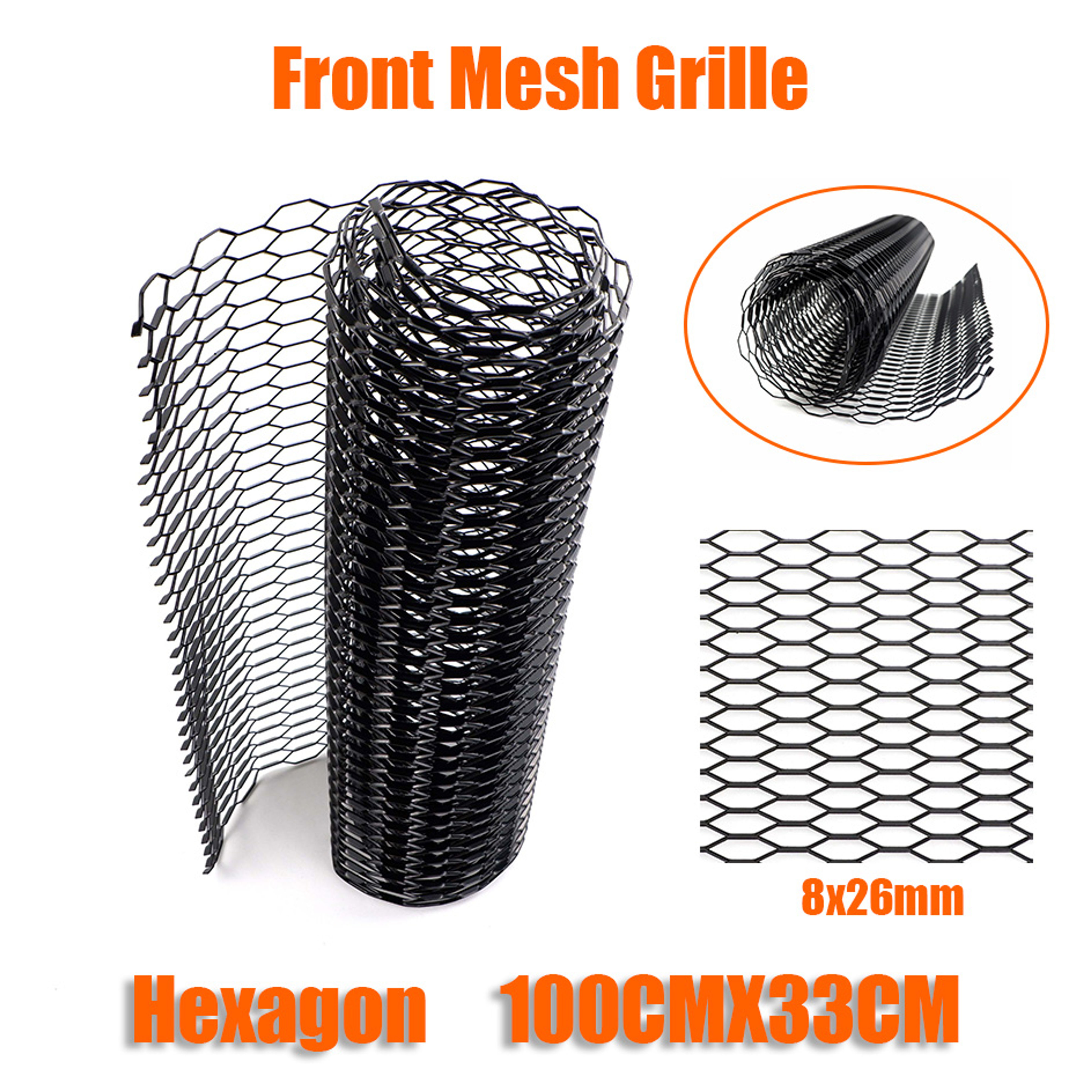 100cmx33cm Aluminum Grille Mesh Grill Cover Car Bumper Fender Hood Vent Net Grid