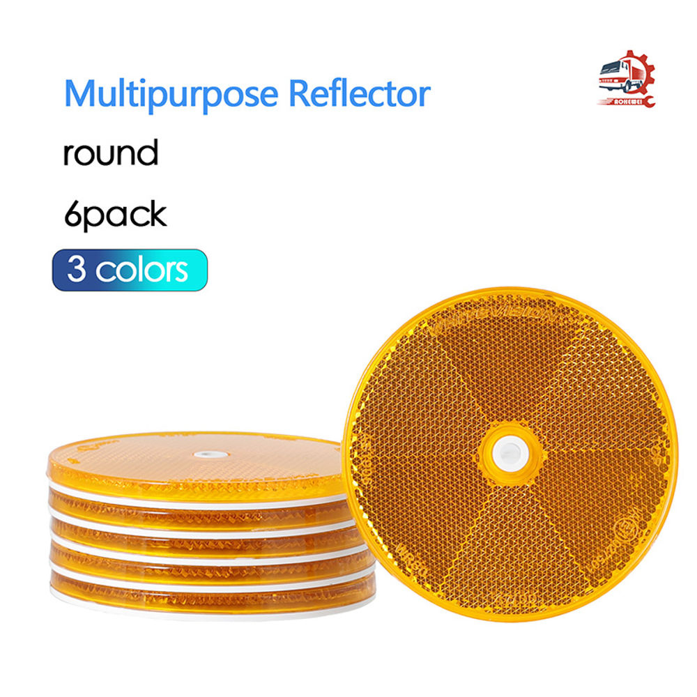 AOHEWEI 6pcs Round Adhesive Reflective Stickers 3 Colors With Screws Trailer Ref
