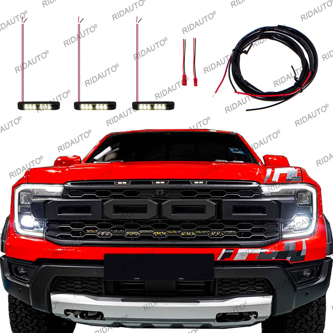 For Aftermarket Raptor Grille 3Pcs Amber White LED Light Pickup Grille Light DIY