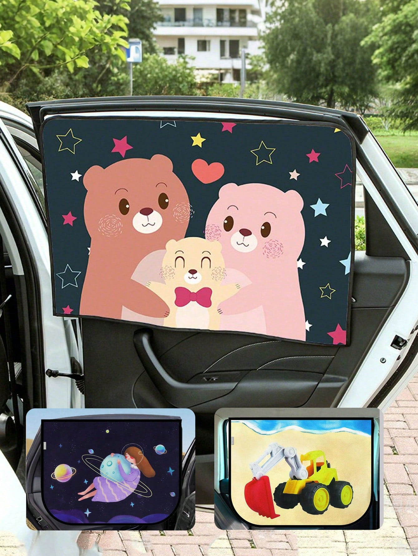 1pc Car Sunshade Curtain, Interior Sun Protection and Heat Insulation Double - l