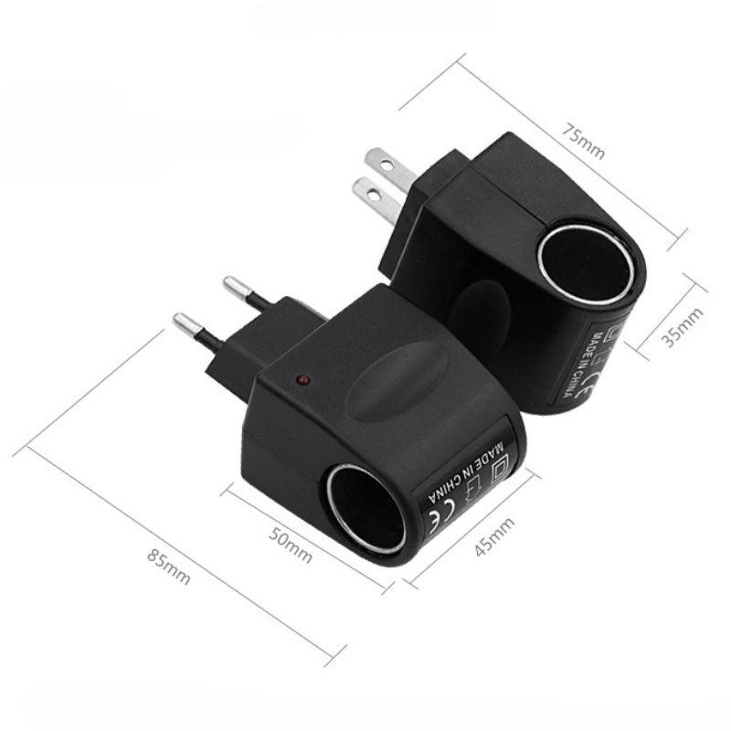 Thumbnail: Car Cigarette Lighter Adapter AC 220V To DC 12V EU US Plug Converter Wall Power