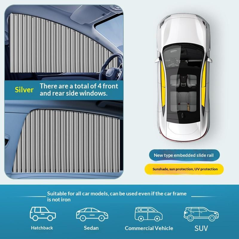 Thumbnail: 2pcs Universal Car Sun Shade Side Window Curtain Auto Foldable Uv Protection Bla