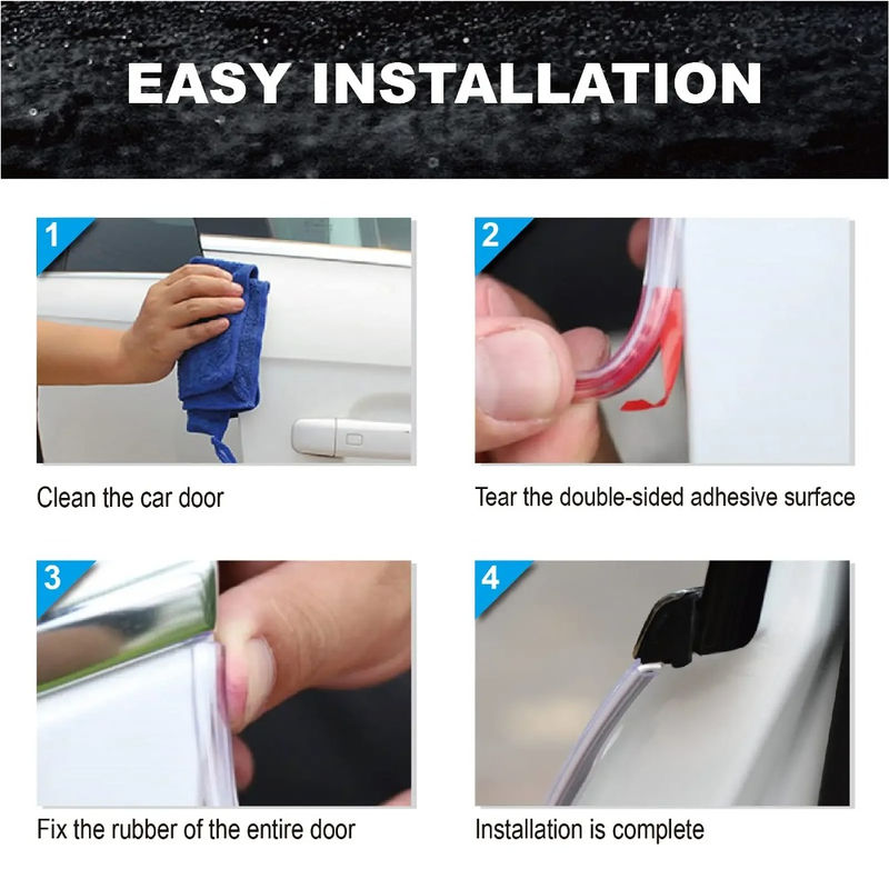 Thumbnail: Car Door Edge Guards, 16ft Clear Chrome Universal U Shape Rubber Sealed Door Edg