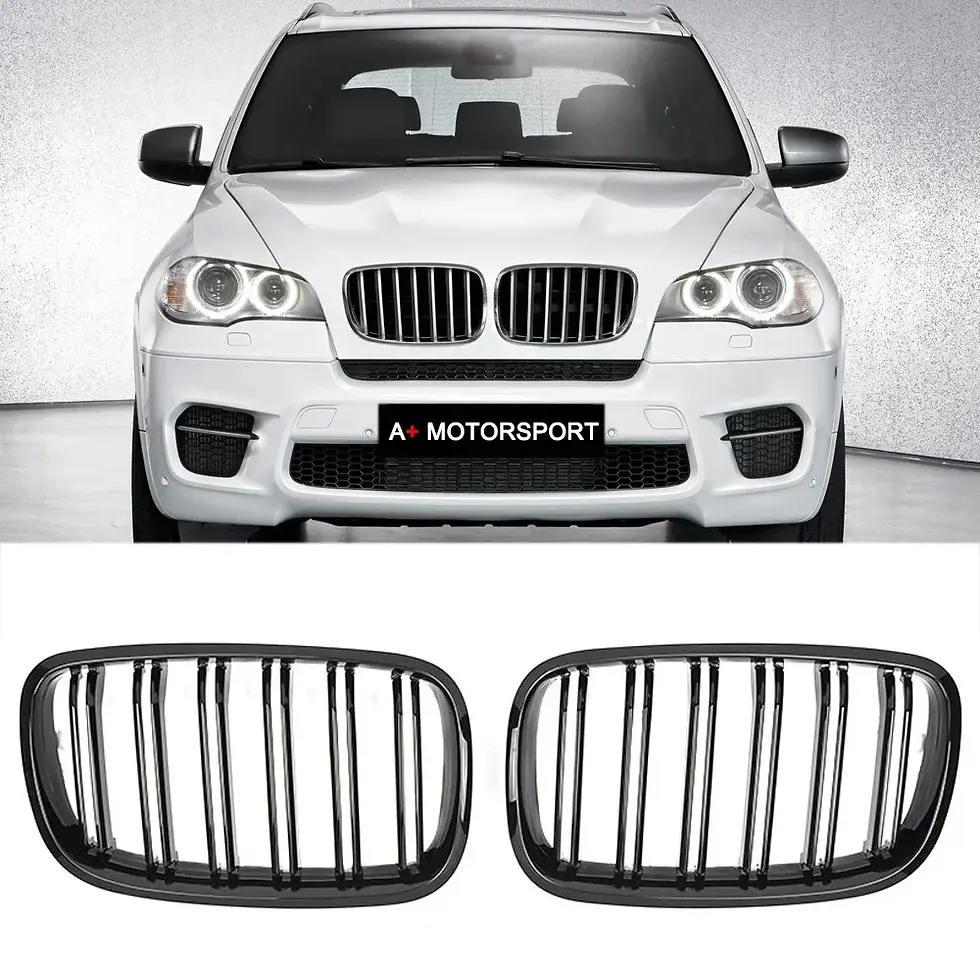 Thumbnail: Gloss Black Carbon Style Front Kidney Double Slat Grill Grille for BMW X5 E70 20