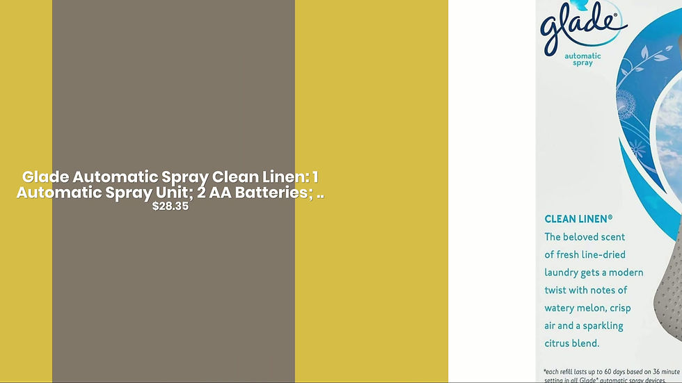 Thumbnail: Glade Automatic Spray Clean Linen: 1 Automatic Spray Unit; 2 AA Batteries; ..