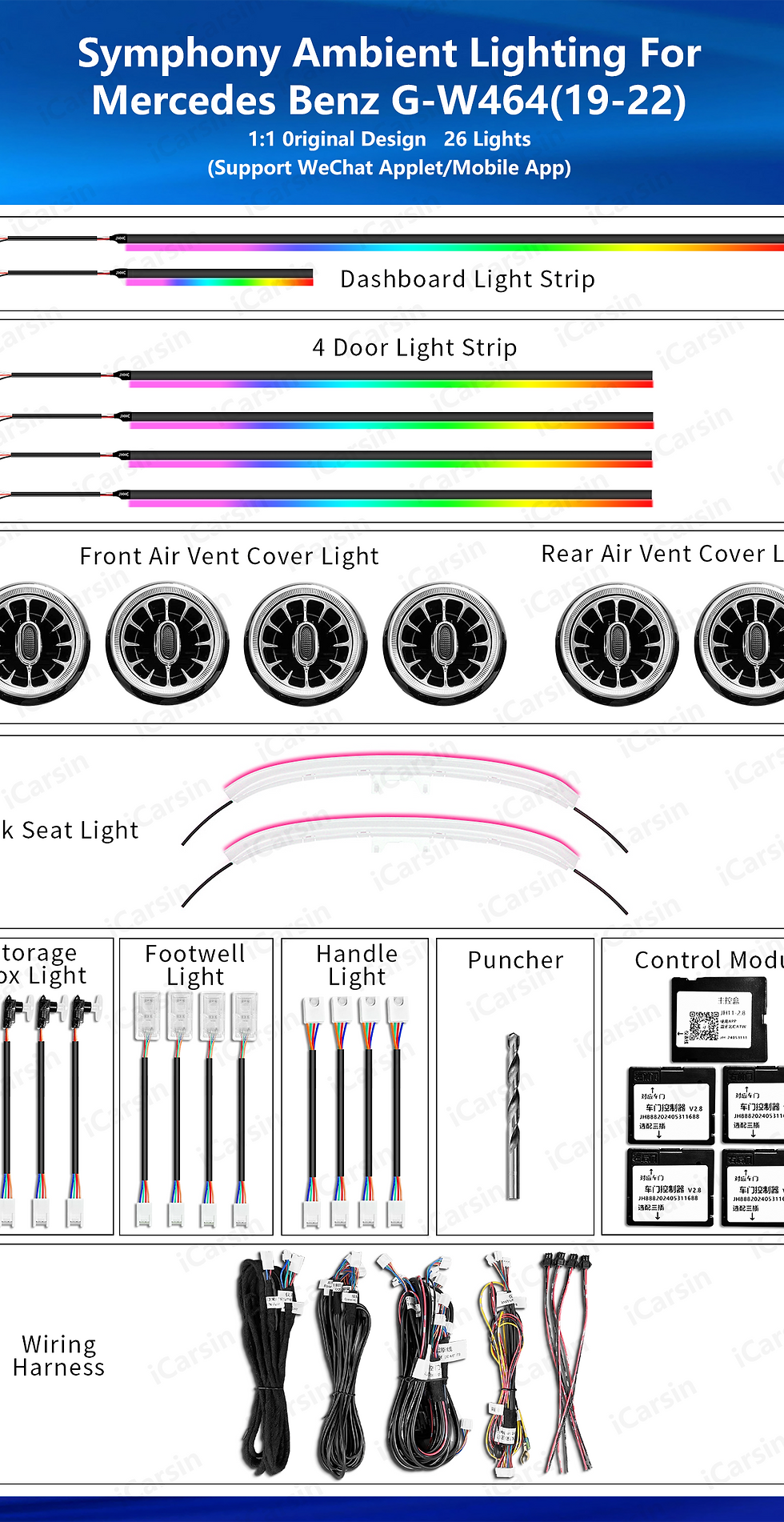 Thumbnail: Upgrade 256 Colors LED Car Interior Ambient Light for Mercedes-Benz G Class W464