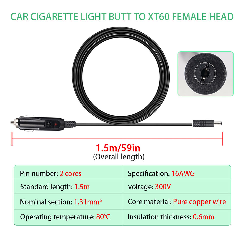 Thumbnail: Car Charging Power Cord Cigarette Lighter DC 5.5 * 2.1 Purifier Subwoofer 1.5M 1
