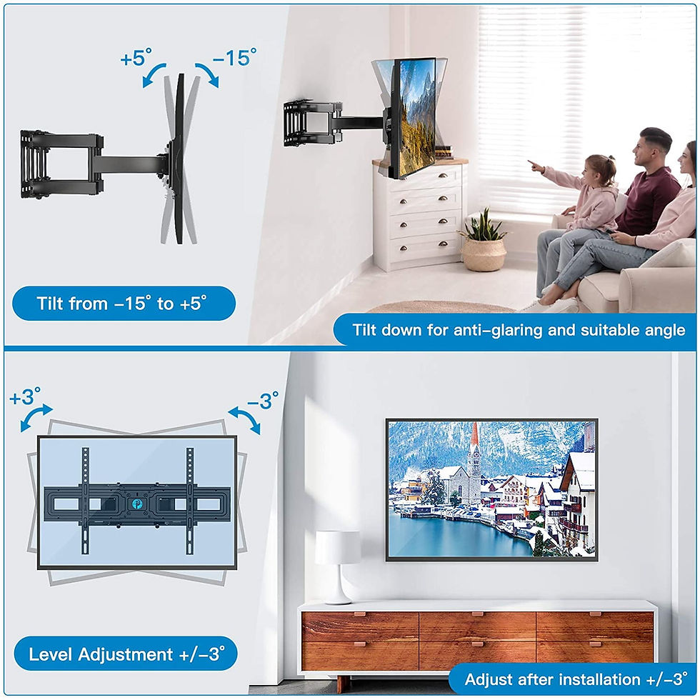 Thumbnail: MountFTV Full Motion TV Wall Mount Bracket for 37-85 inch Flat Curved TVs, ..