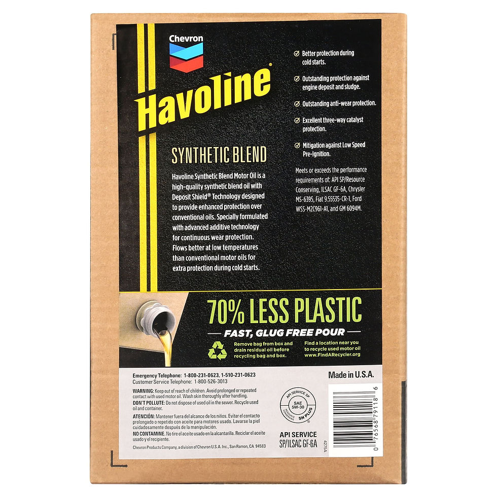 Thumbnail: Chevron Havoline Synthetic Blend Motor Oil 5W-30, 6 Quart Smart Change Box