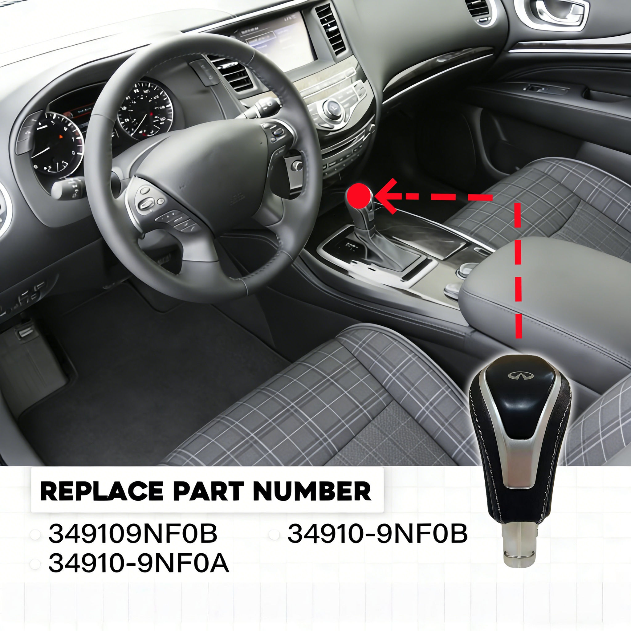 Shift knob gear handle replacement for Infiniti Q50 Q60 QX60 QX80 17–24 gear shi