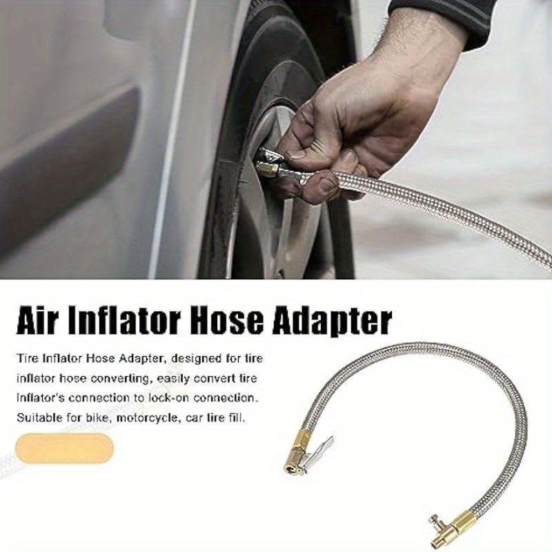 Thumbnail: Flexible Stainless Steel Tire Valve Connection Tube Inflator Compressor Pump Ext