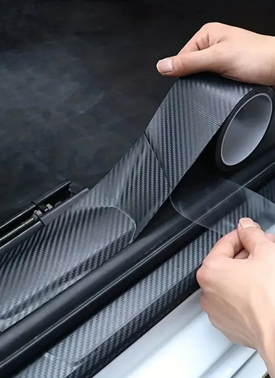 3D Carbon Fiber Sticker Paste Car Threshold Protective Film Anti Scratch Waterpr