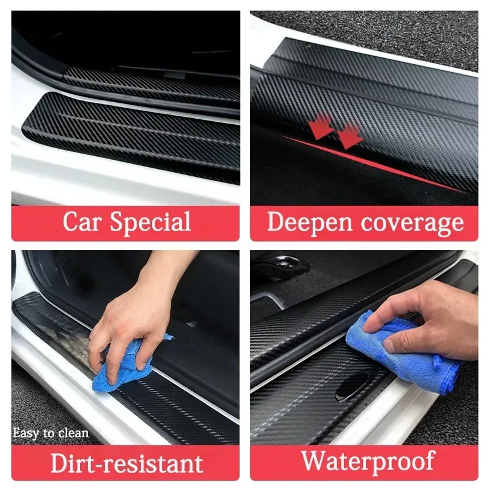 Thumbnail: For Kia NIRO Carbon Fiber Car Rear Bumper Trunk Anti-Scratch Protector Trim Stri