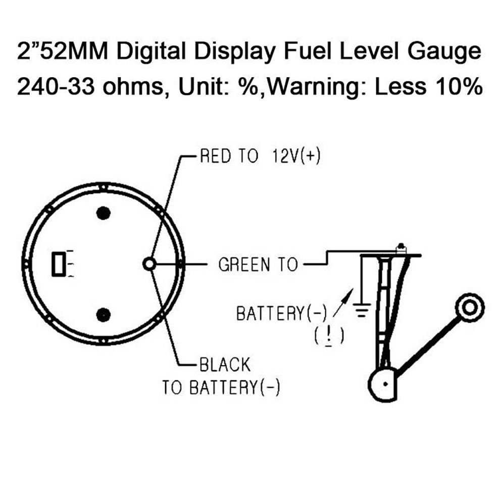 Thumbnail: Universal 2inch 52MM 52MM Digital Display Car Fuel Level Gauge 240-33 Ohms Blue