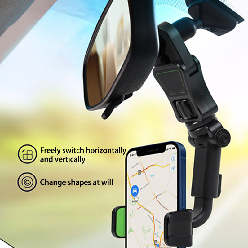 Thumbnail: Rearview Mirror Phone Holder For Car 360° Rotating Phone Mount GPS Holder Univer