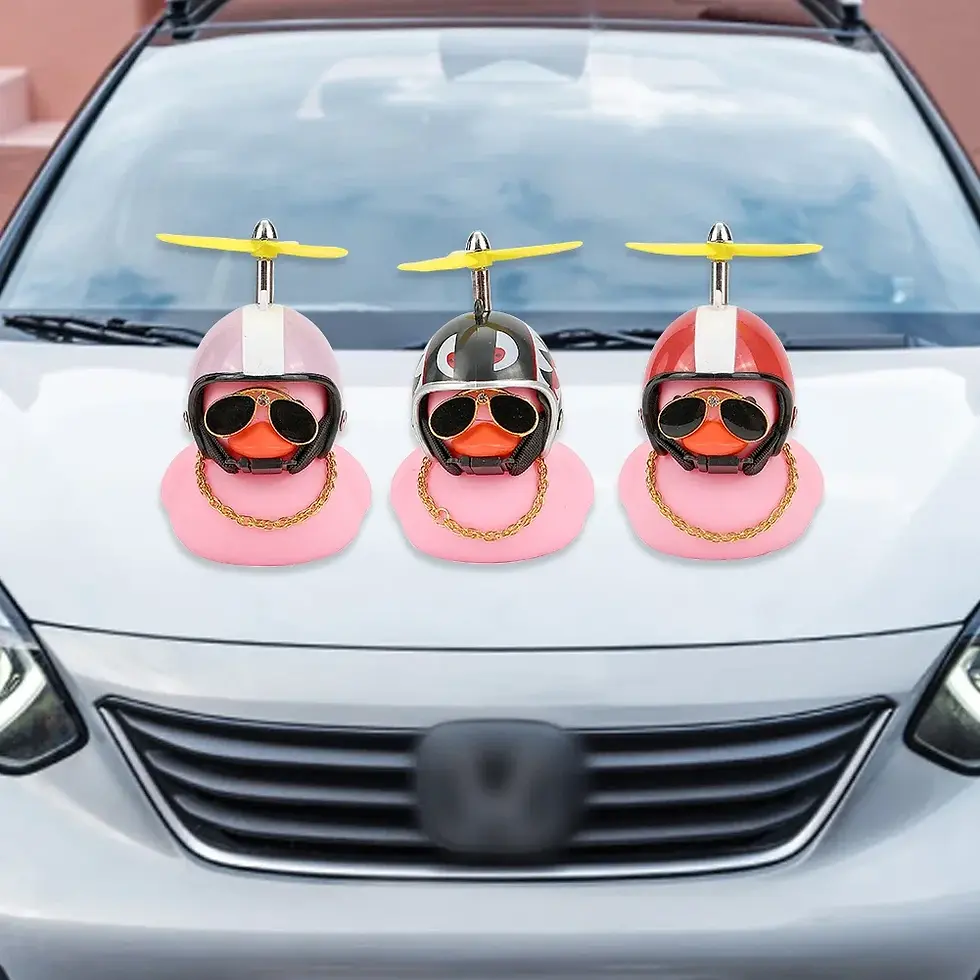 Thumbnail: Rubber Duck Car Ornaments Dashboard Interior Decor with Sunglasses Necklace for