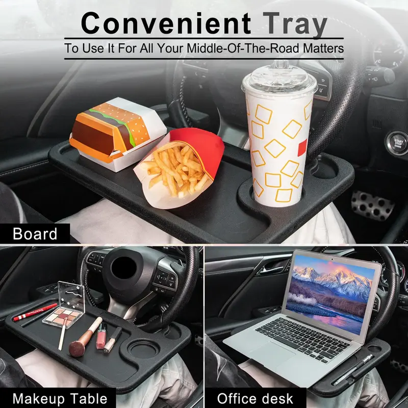 Car Steering Wheel Tray Table Car Laptop Desktop Stand Portable Eating Car Steer