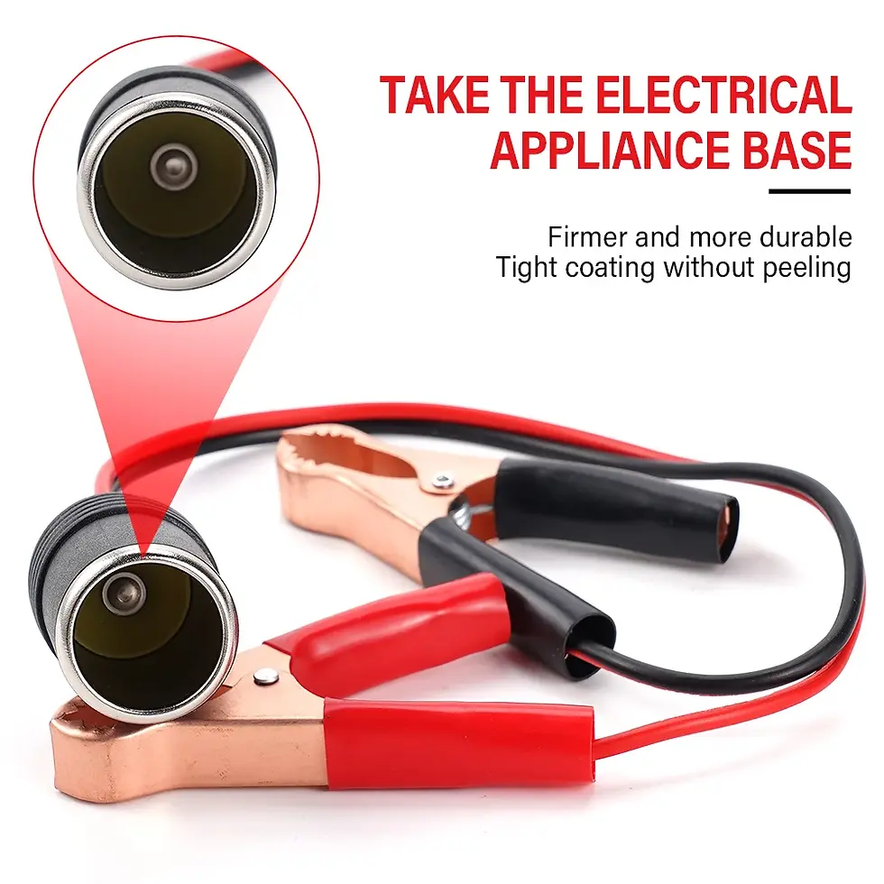 Thumbnail: 12V Car Cigarette Lighter Socket Female Adapter 50A Alligator Clip Battery Exten