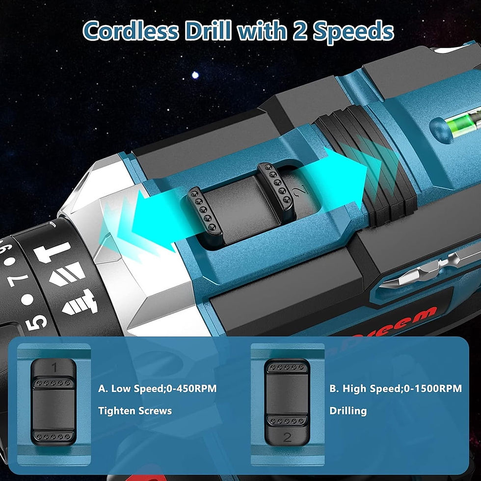 Thumbnail: Boreas 21V Cordless Power Drill Set, Power Drill Driver Kit with 2 Lithium-..