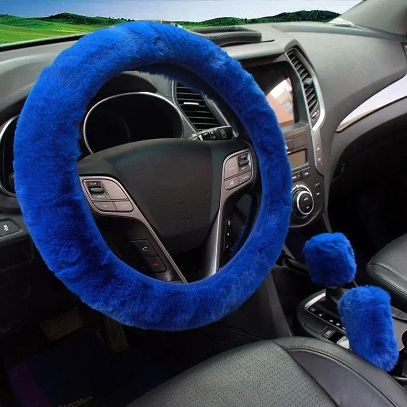 Thumbnail: Car Steering Wheel Cover Gearshift Handbrake Cover Protector Decoration Warm Sup