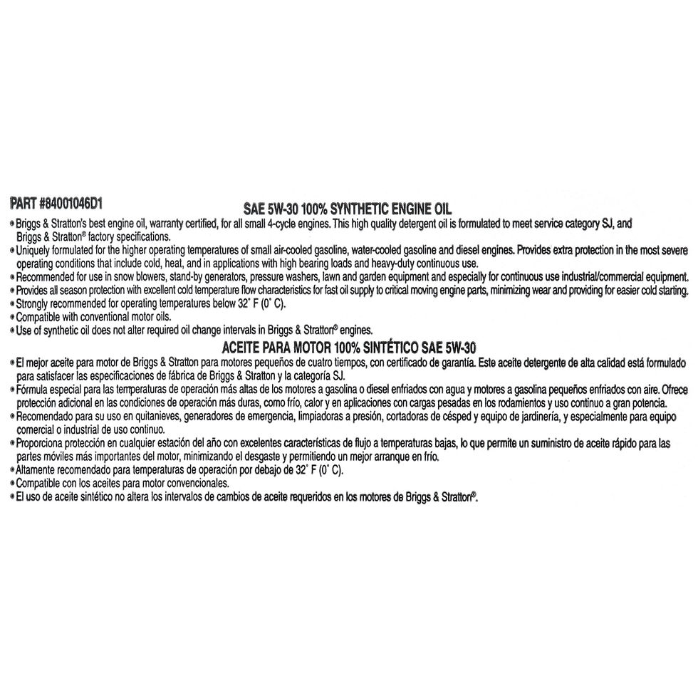 Thumbnail: Briggs & Stratton 5W-30 Full Synthetic Oil for Small Engines, 18 oz.