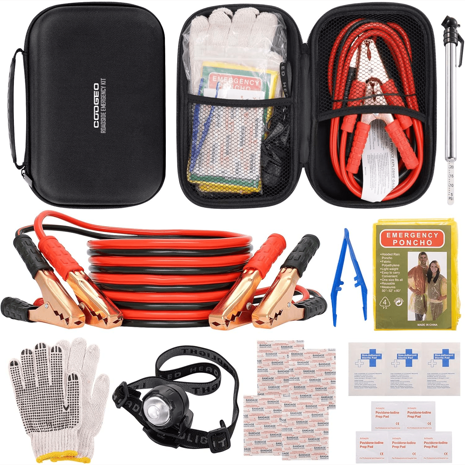 Roadside Assistance Emergency Kit Multipurpose Bag, Premium with Battery Ju..