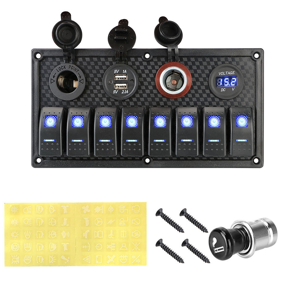 Thumbnail: 24V 12V Switch Panel 8 Buttons Car Light Toggle USB Chargers Power Adapter Carav