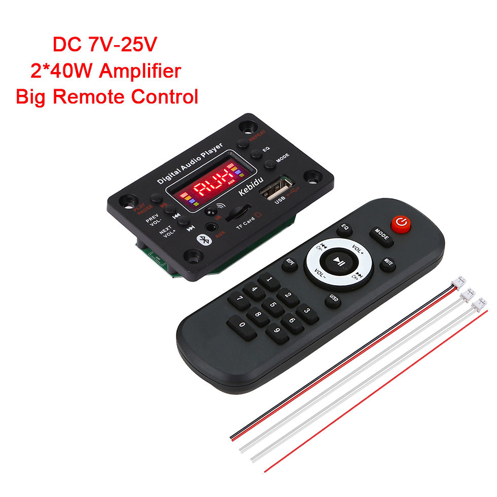 Thumbnail: 2*40W MP3 WAV Decoder Board Bluetooth 5.0 80W Amplifier Support USB TF FM Radio