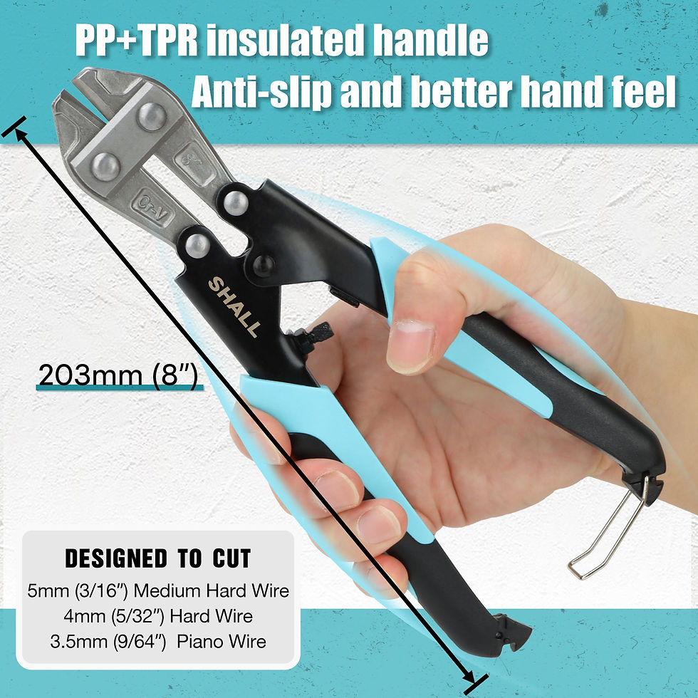 Thumbnail: SHALL 8-Inch Mini Bolt Cutter, Small Heavy Duty Wire Cutter, Two-Color Ergo..