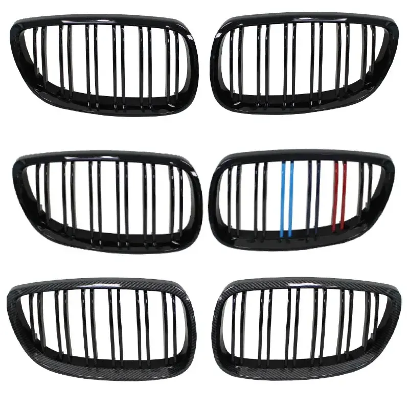 Thumbnail: Front Bumper Kidney Grill For BMW E92 E93 M3 2006-2009 Gloss Black Dual Line Gri