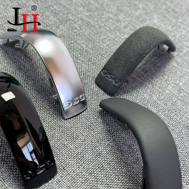 Thumbnail: 1PCS Chrome Matt With Leather Shift Knob Gear Side Cover DSG Emblem For VW Golf